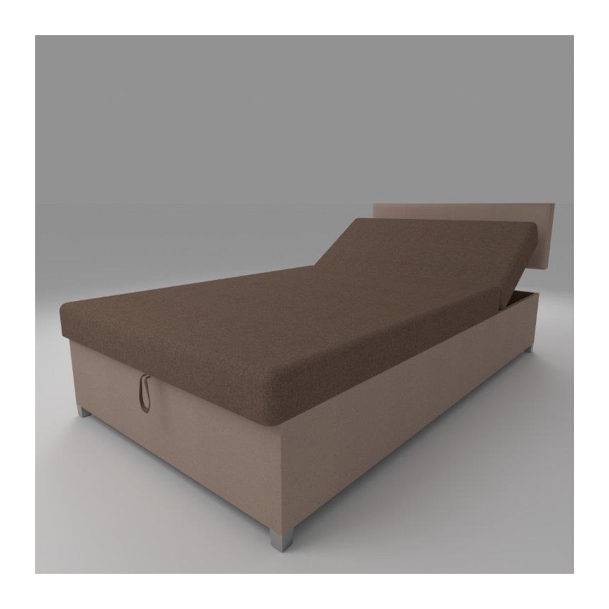 Upholstered daybed with adjustable reclining function and storage, DALLAS 108 x 205 cm, brown/dark brown