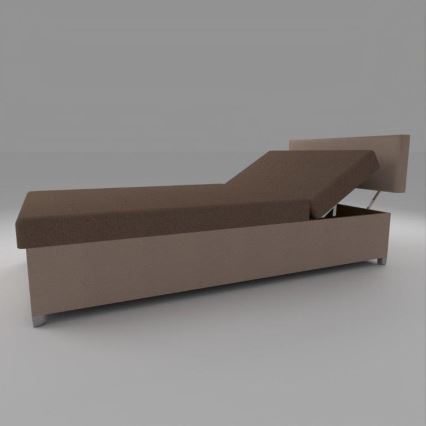 Upholstered daybed with adjustable reclining function and storage, DALLAS 108 x 205 cm, brown/dark brown