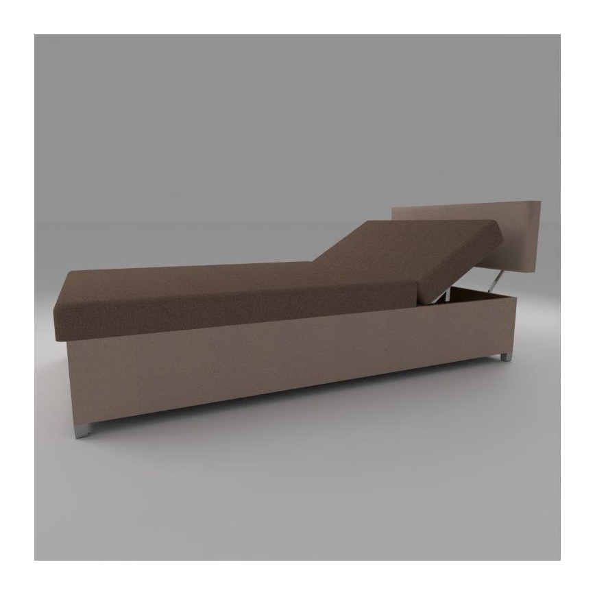 Upholstered daybed with adjustable reclining function and storage, DALLAS 108 x 205 cm, brown/dark brown