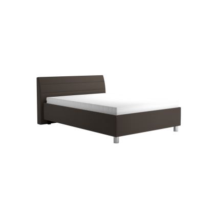 DALMA upholstered bed with storage and mattress, 140x200 cm, grey/brown