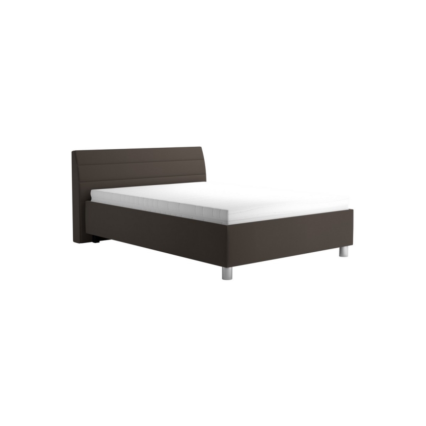 DALMA upholstered bed with storage and mattress, 140x200 cm, grey/brown