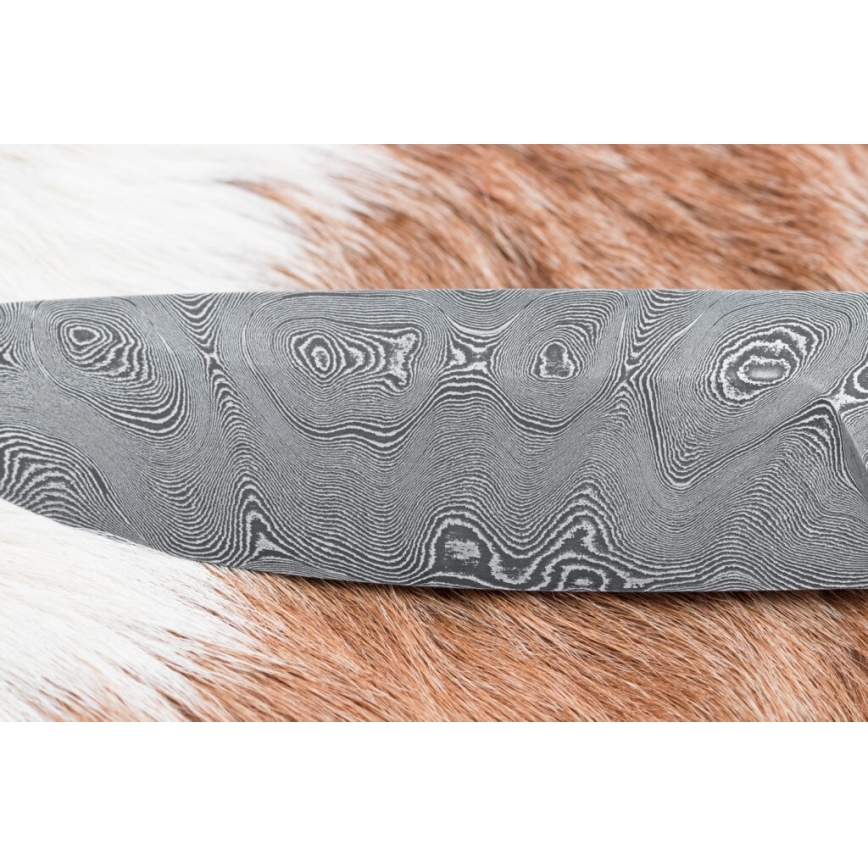 Damascus hunting knife 11,8 cm walnut/deer antler