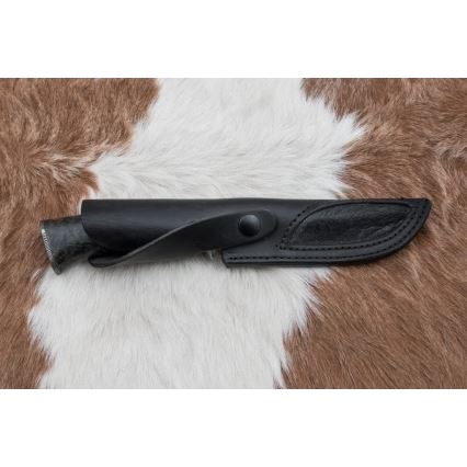 Damascus hunting knife 13,8 cm birch/camel bone