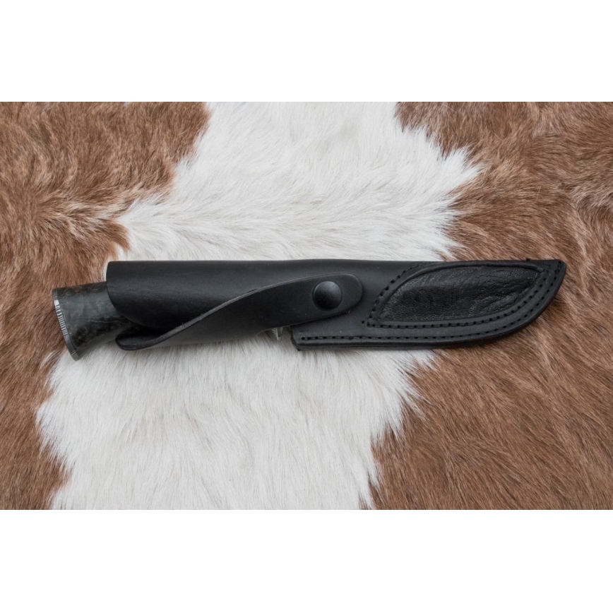 Damascus hunting knife 13,8 cm birch/camel bone