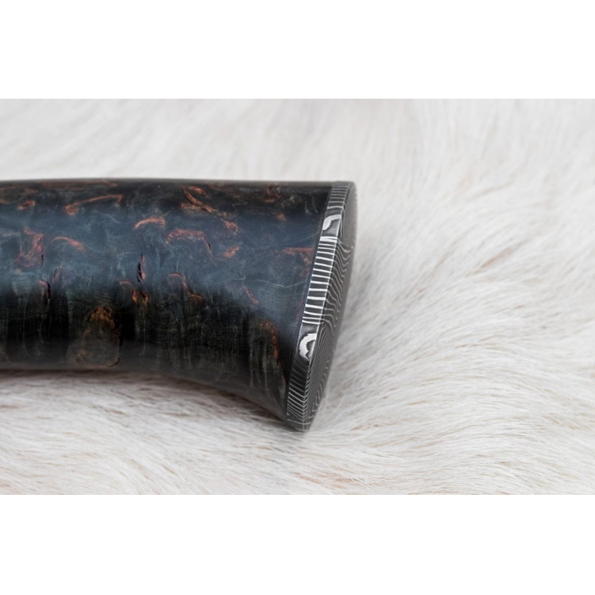 Damascus hunting knife 13,8 cm birch/camel bone