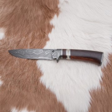 Damascus hunting knife 13,8 cm ironwood/buffalo bone