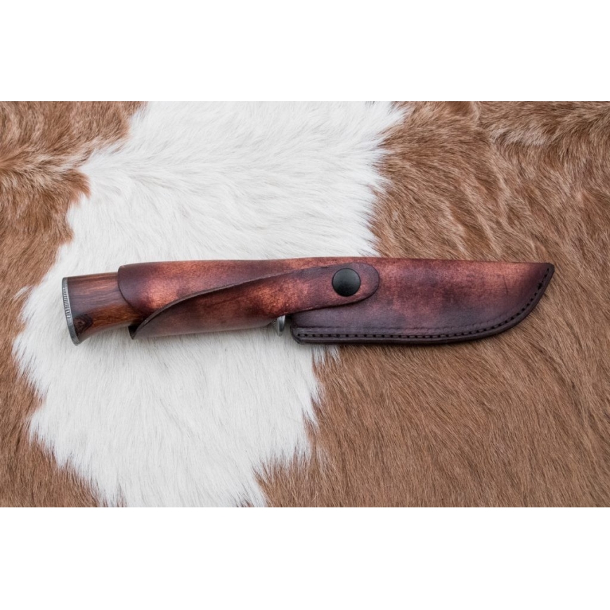Damascus hunting knife 13,8 cm ironwood/buffalo bone