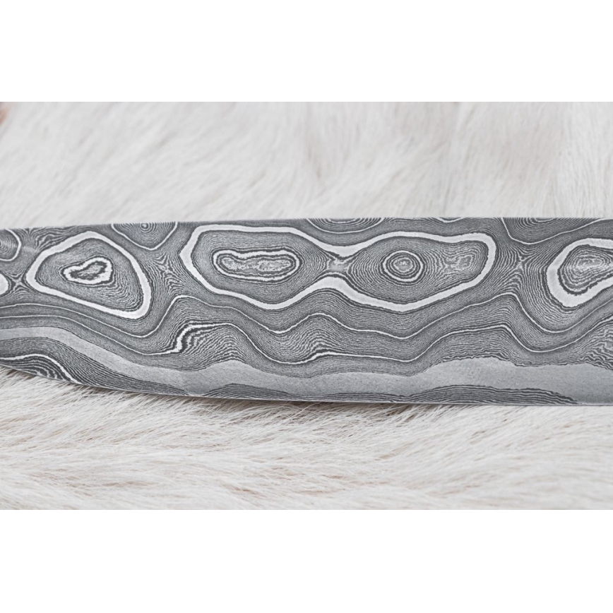 Damascus hunting knife 13,8 cm ironwood/buffalo bone