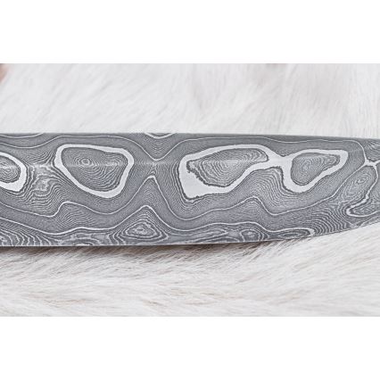 Damascus hunting knife 13,8 cm ironwood/buffalo bone