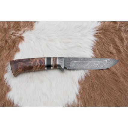 Damascus hunting knife 13 cm poplar/ebony