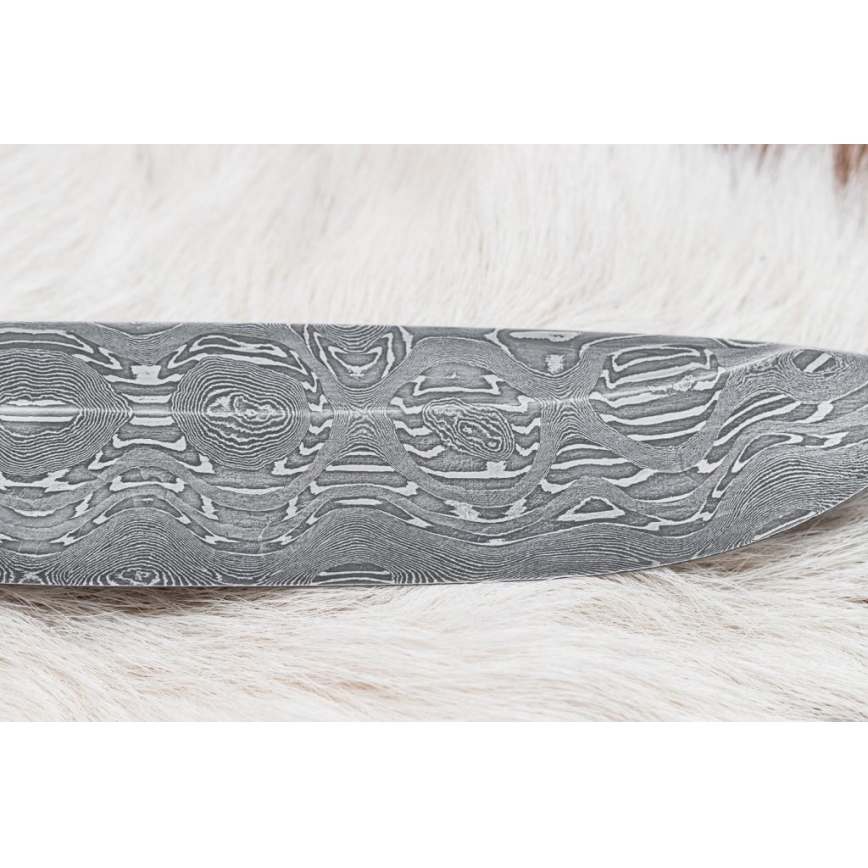 Damascus hunting knife 13 cm poplar/ebony