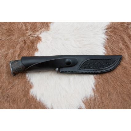 Damascus hunting knife 14,5 cm alder/serpentinite