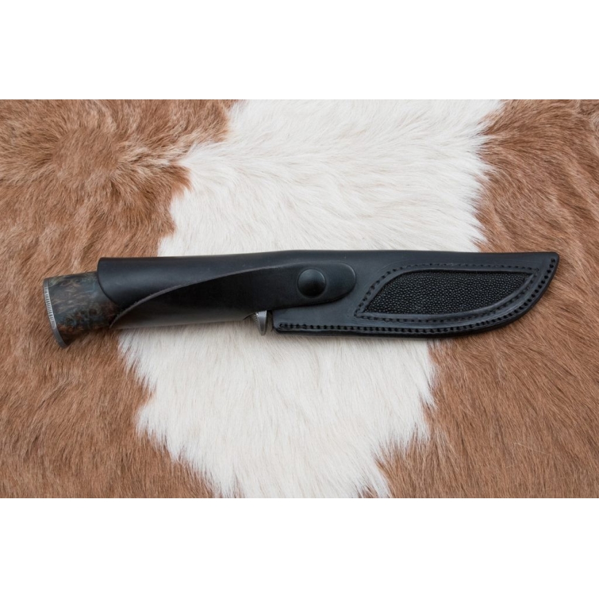 Damascus hunting knife 14,5 cm alder/serpentinite