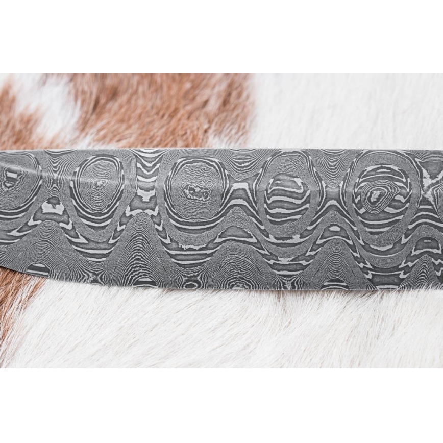 Damascus hunting knife 14,5 cm alder/serpentinite