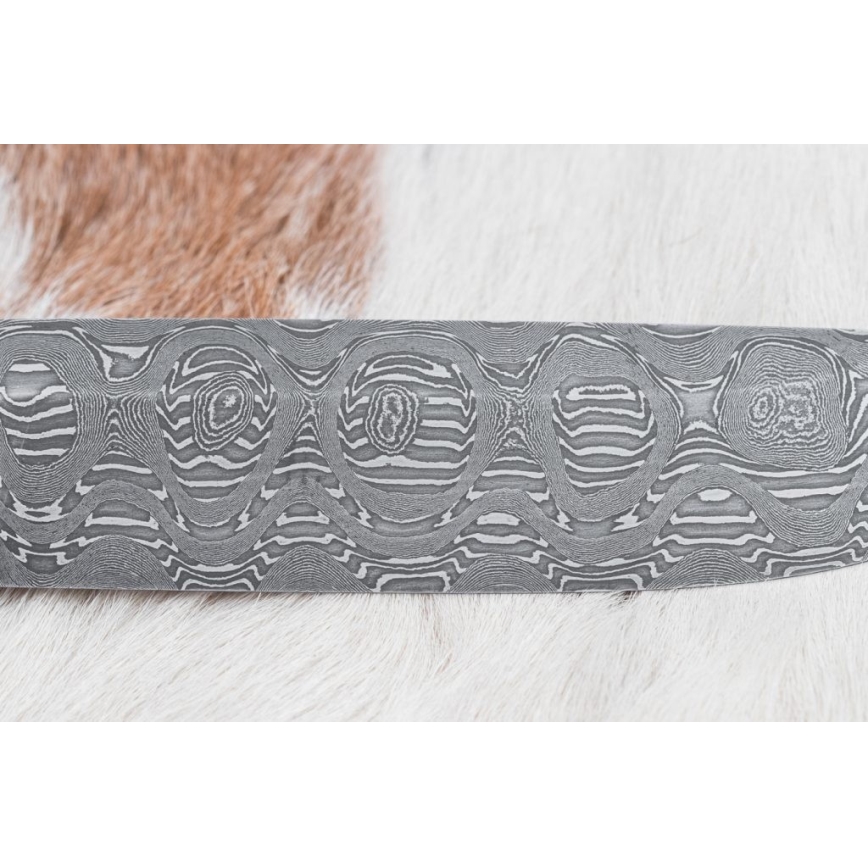 Damascus hunting knife 14,5 cm alder/serpentinite