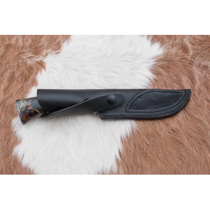 Damascus hunting knife 14 cm chestnut tree