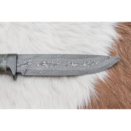 Damascus hunting knife 14 cm chestnut tree