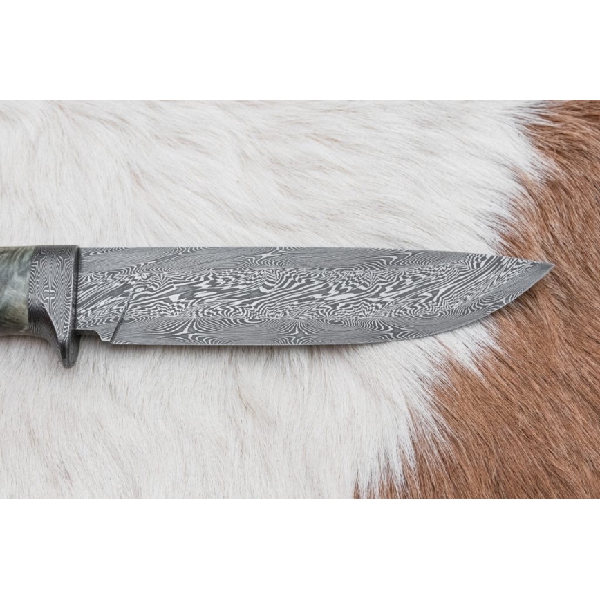 Damascus hunting knife 14 cm chestnut tree