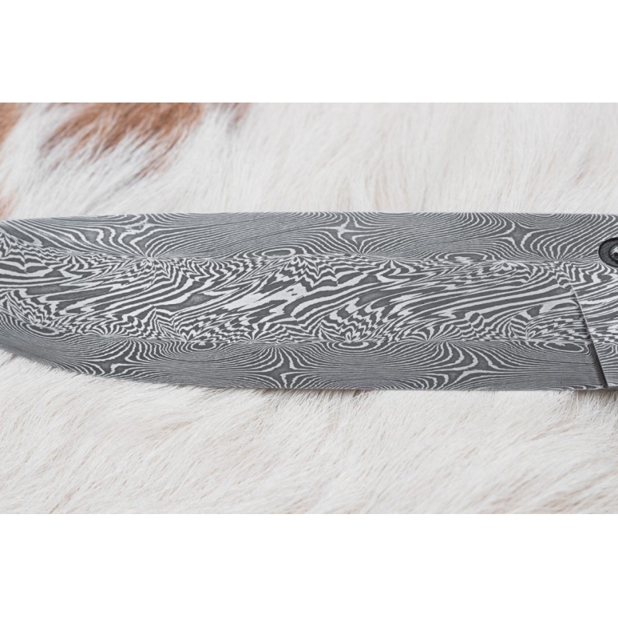 Damascus hunting knife 14 cm chestnut tree