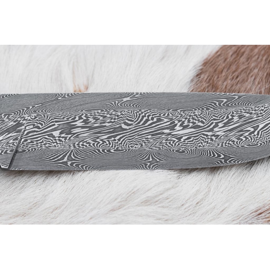 Damascus hunting knife 14 cm chestnut tree
