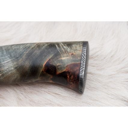 Damascus hunting knife 14 cm chestnut tree