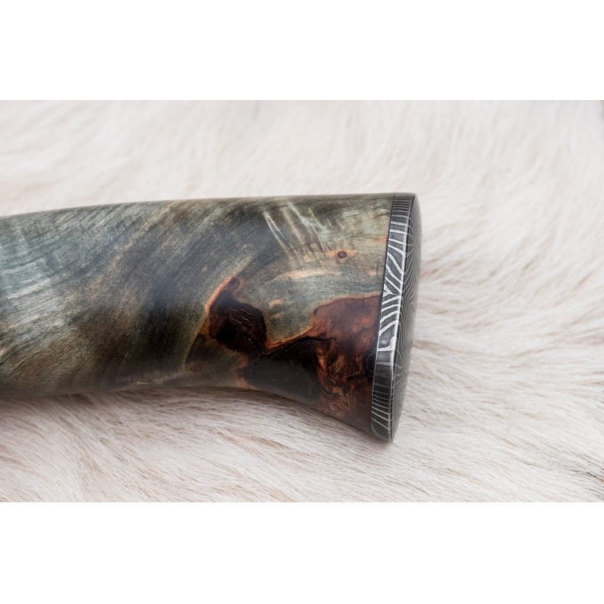 Damascus hunting knife 14 cm chestnut tree