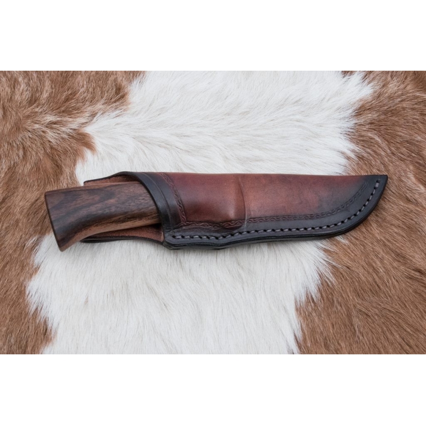 Damascus hunting knife 9,7 cm walnut/maple