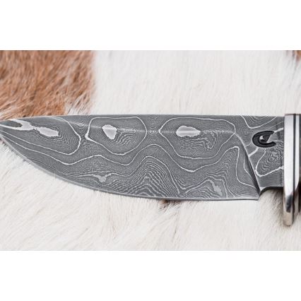 Damascus hunting knife 9,7 cm walnut/maple