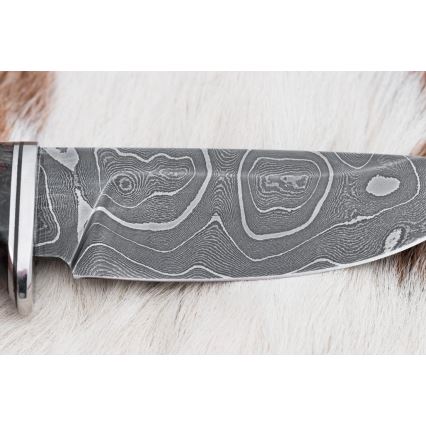 Damascus hunting knife 9,7 cm walnut/maple