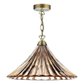 Där Lighting ARD866 - ARDECHE Chain Pendant Light 1x E27/60W/230V Brass/Smoked Brown