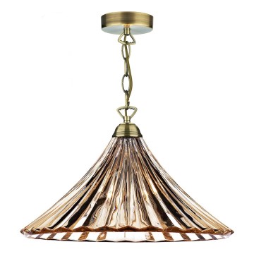 Där Lighting ARD866 - ARDECHE Chain Pendant Light 1x E27/60W/230V Brass/Smoked Brown