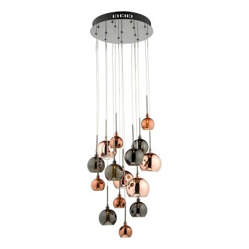 Där Lighting AUR1564 - AURELIA 15-light cable-suspended chandelier, G4 10W/230V, black/copper