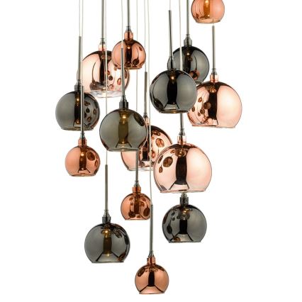 Där Lighting AUR1564 - AURELIA 15-light cable-suspended chandelier, G4 10W/230V, black/copper