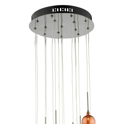 Där Lighting AUR1564 - AURELIA 15-light cable-suspended chandelier, G4 10W/230V, black/copper