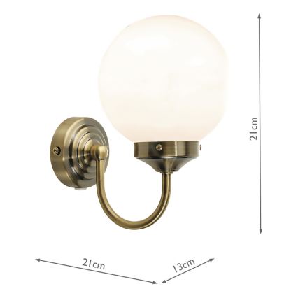Där Lighting BAR0775 - BARCLAY Bathroom Wall Light 1xE14/40W/230V IP44 Brass