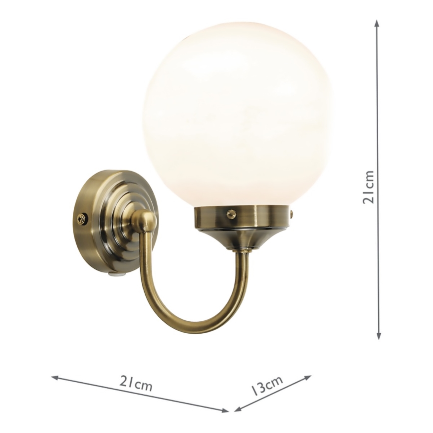 Där Lighting BAR0775 - BARCLAY Bathroom Wall Light 1xE14/40W/230V IP44 Brass