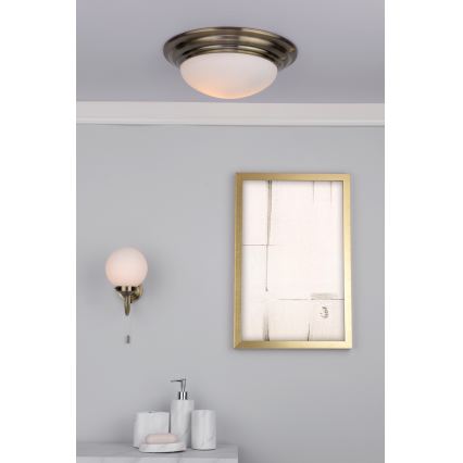 Där Lighting BAR5075 - BARCLAY Bathroom Ceiling Light, 1xE27/60W/230V, Ø 38 cm, Brass