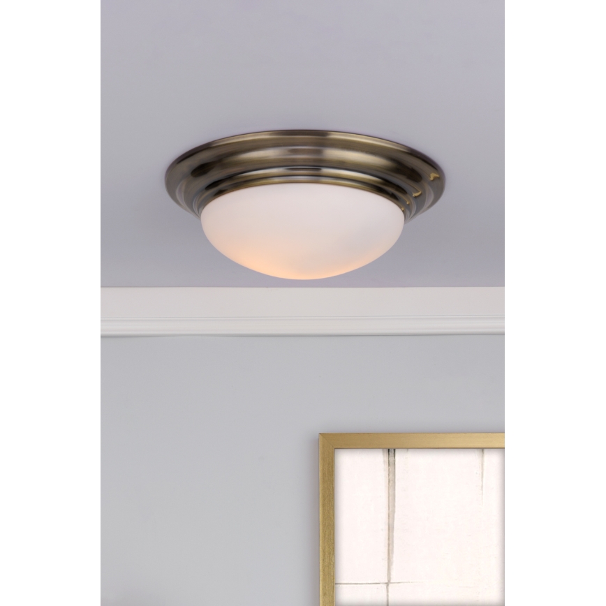 Där Lighting BAR5075 - BARCLAY Bathroom Ceiling Light, 1xE27/60W/230V, Ø 38 cm, Brass