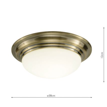 Där Lighting BAR5075 - BARCLAY Bathroom Ceiling Light, 1xE27/60W/230V, Ø 38 cm, Brass