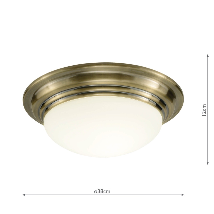 Där Lighting BAR5075 - BARCLAY Bathroom Ceiling Light, 1xE27/60W/230V, Ø 38 cm, Brass