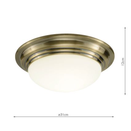 Där Lighting BAR5275 - BARCLAY Bathroom Ceiling Light 1xE27/60W/230V, diameter 31 cm, brass