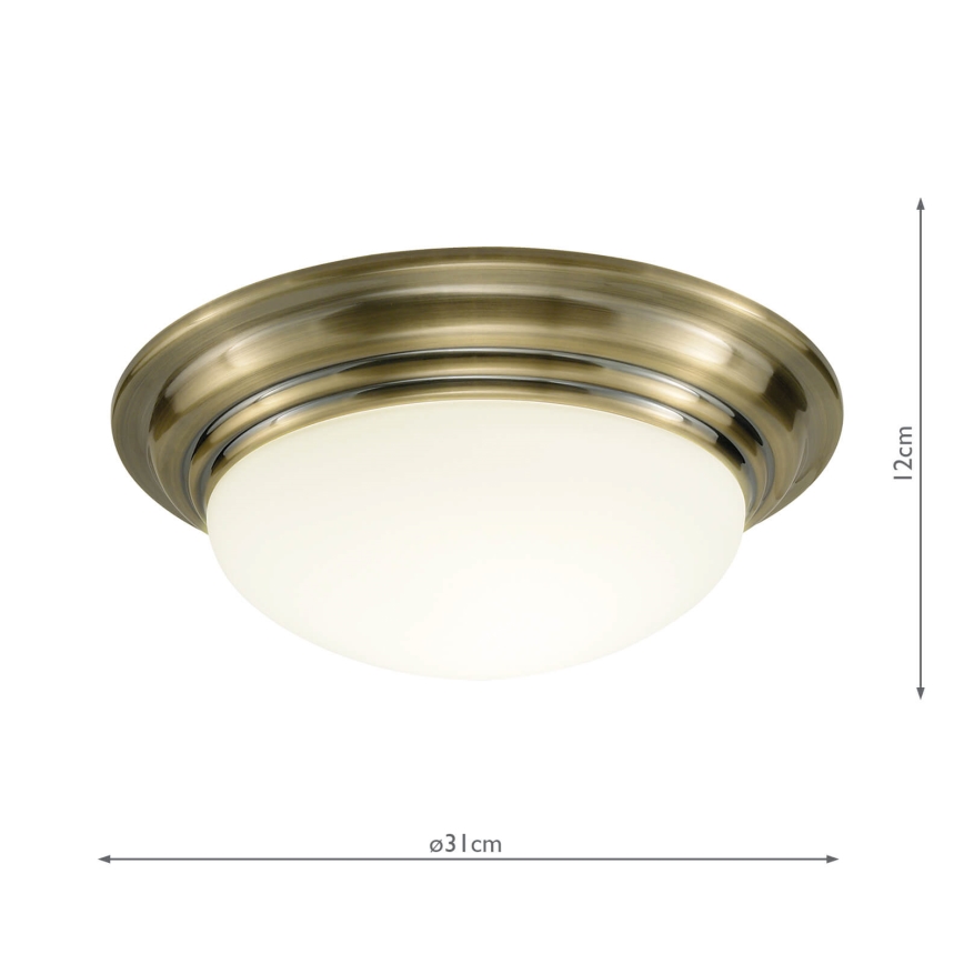 Där Lighting BAR5275 - BARCLAY Bathroom Ceiling Light 1xE27/60W/230V, diameter 31 cm, brass