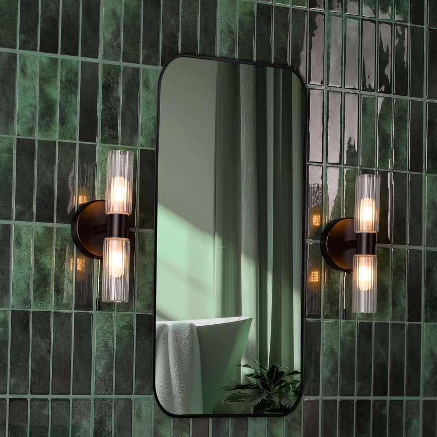 Där Lighting BOL0922 - BOLTON Bathroom Wall Light 2x G9/5W/230V IP44 Black