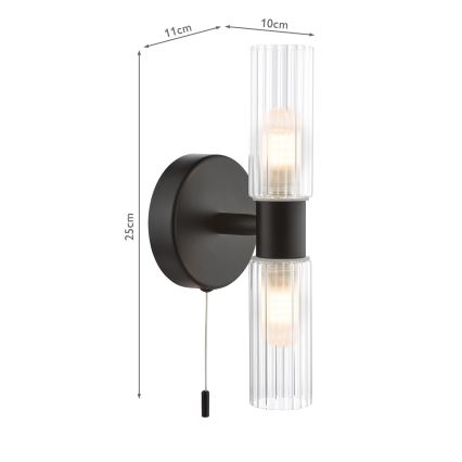 Där Lighting BOL0922 - BOLTON Bathroom Wall Light 2x G9/5W/230V IP44 Black