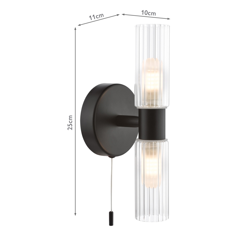 Där Lighting BOL0922 - BOLTON Bathroom Wall Light 2x G9/5W/230V IP44 Black