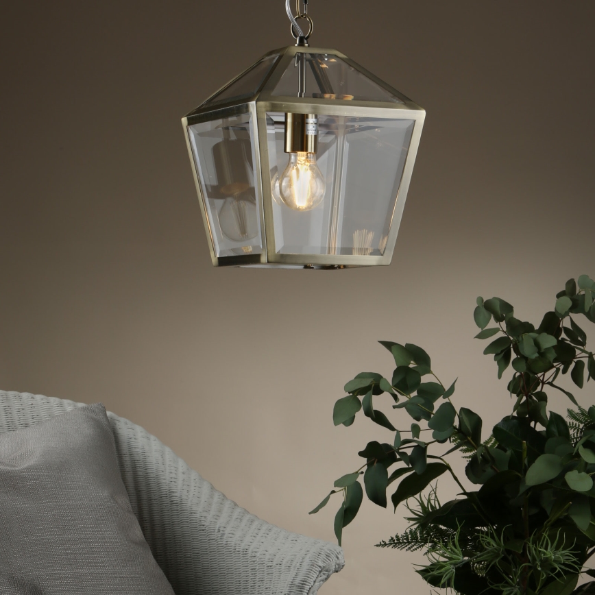 Där Lighting CHU0175 - CHURCHILL Chain Chandelier 1xE27/60W/230V Brass