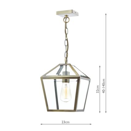 Där Lighting CHU0175 - CHURCHILL Chain Chandelier 1xE27/60W/230V Brass