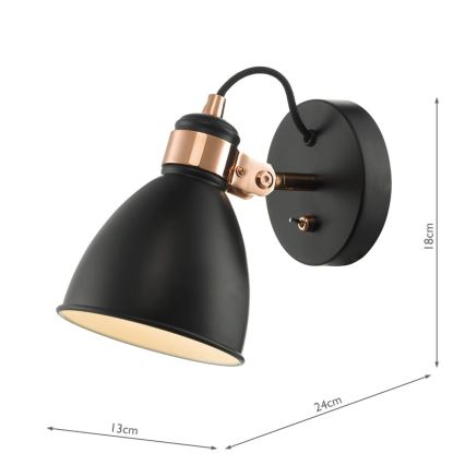 Där Lighting FRE0722 - FREDERICK wall-mounted spotlight 1xE14/40W/230V black