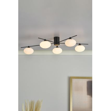 Där Lighting JAS5422 - JASPER Flush-Mounted Chandelier 5xG9/25W/230V Black