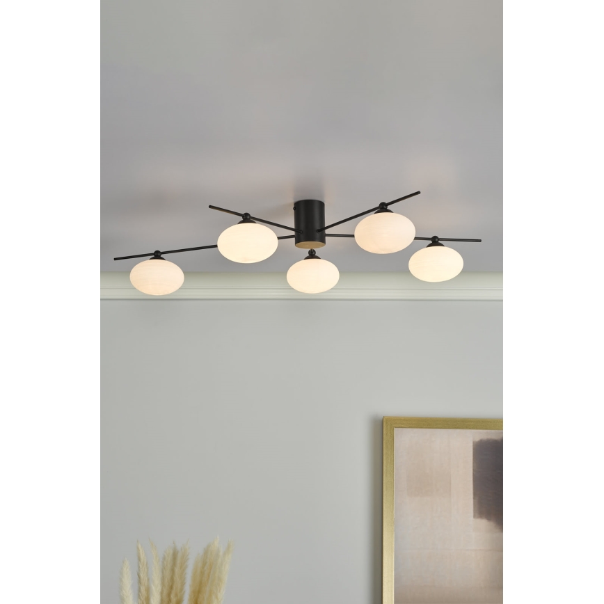 Där Lighting JAS5422 - JASPER Flush-Mounted Chandelier 5xG9/25W/230V Black